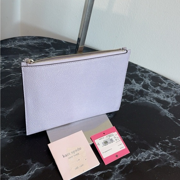 KATE SPADE NEW YORK Leather Logo Wristlet / Clutch Light Purple AUTHENTIC NWT - Picture 4 of 6